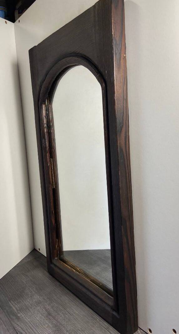 Antique Decorative Mirror Solid Oak Wood Frame Molded Vintage Art