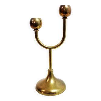 Double brass candle holder