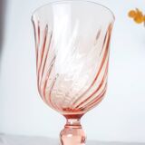 6 vintage white wine glasses in pink Rosaline Arcoroc Luminarc glass 10 cl