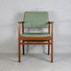Scandinavian armchair, wood and imitation leather, circa 1975