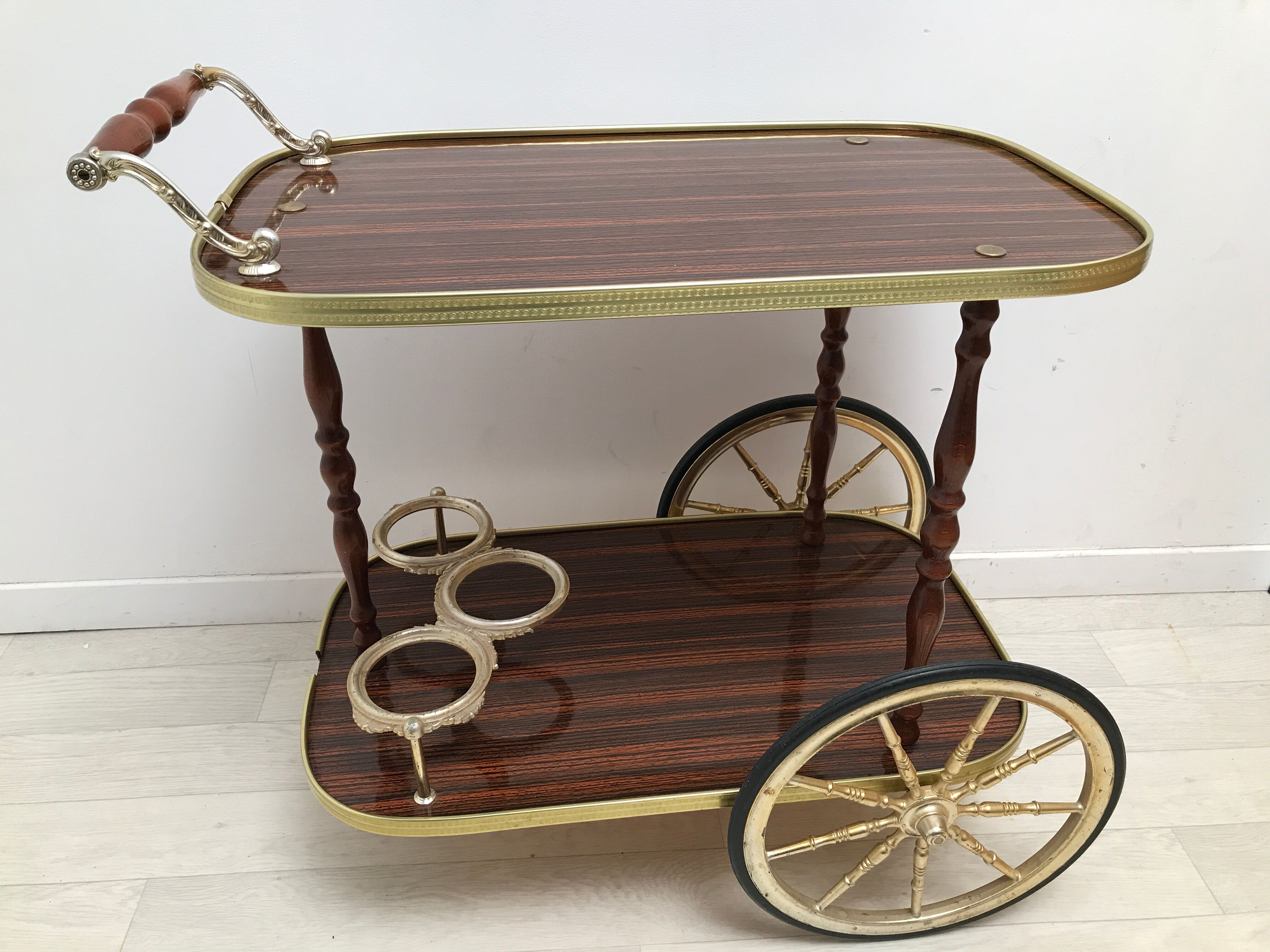 Bar trolley  in gold and formica 1960-1970
