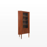 Danish vintage corner cabinet in teak and glass