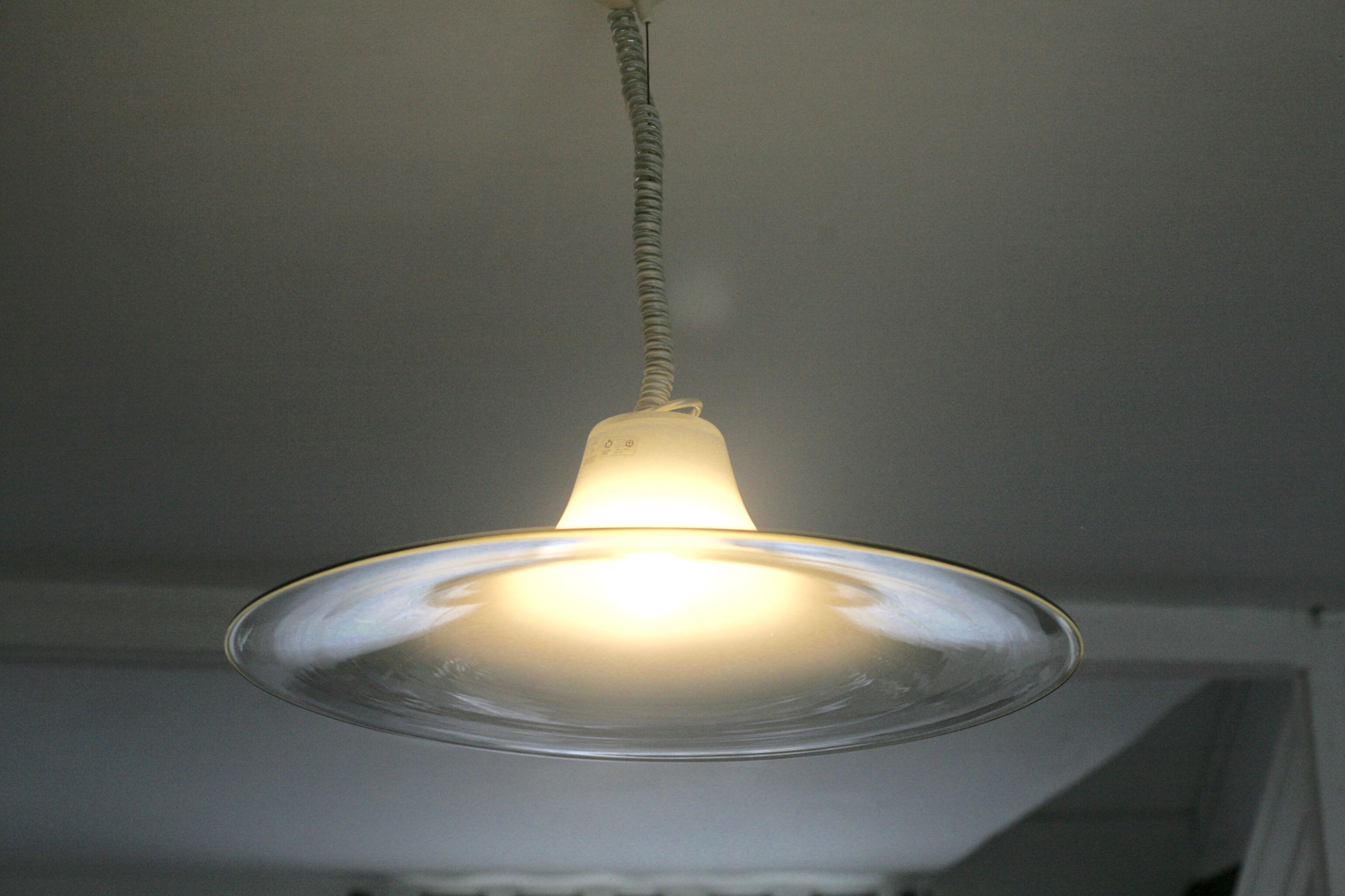 Pair of Cinea suspensions, Leucos workshop, handmade in Murano, design Giusto Toso, circa 197