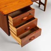 Peter Lovig Nielsen boomerang writing desk teak Lovig Denmark 1960