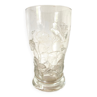 Antique glass vase with embossed nasturtiums