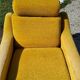 Armchair of the 70s velvet base sleigh in solid mahogany