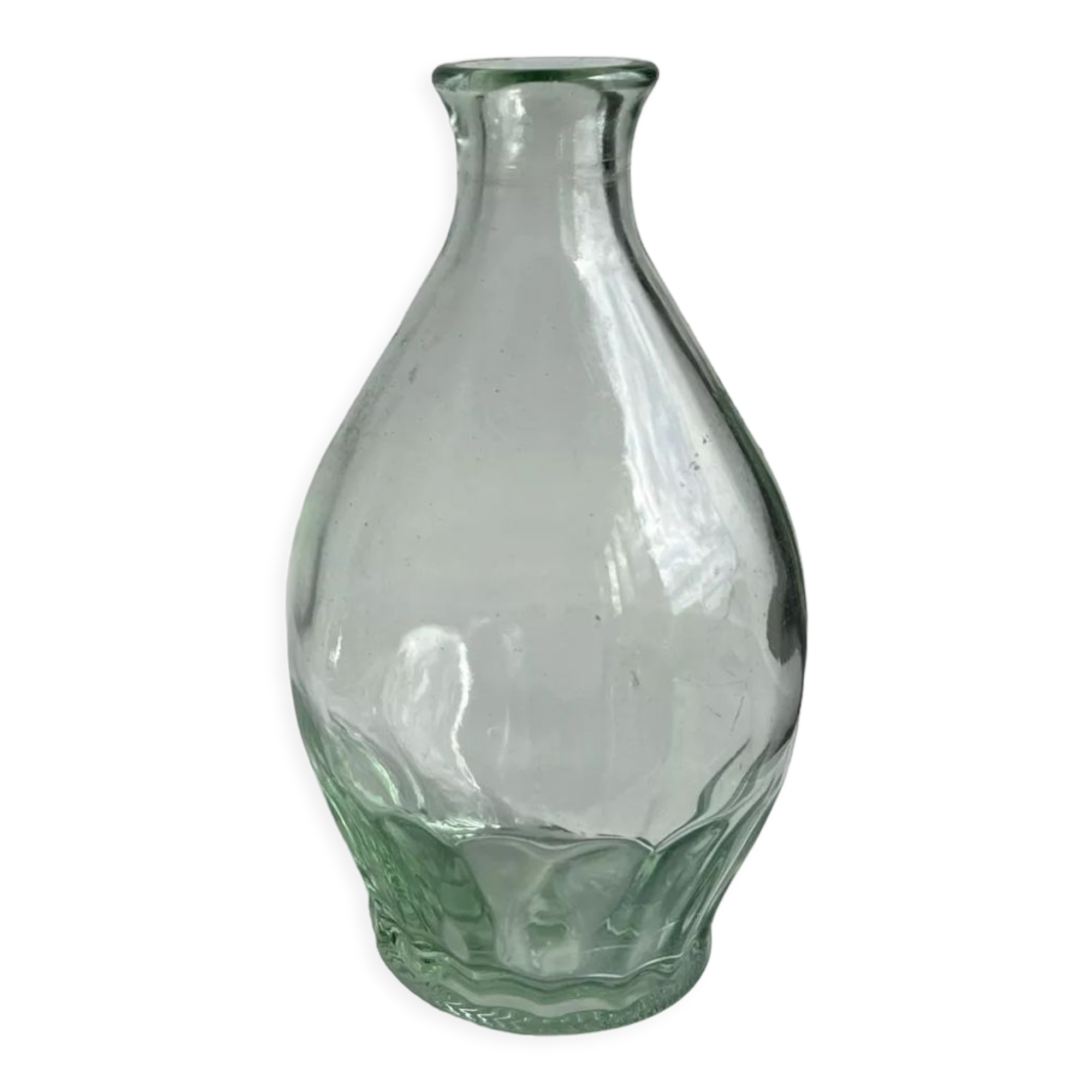 Vintage ovoid glass vase 70cl "Registered model" H:23cm