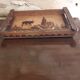 Old wooden top painted and pyroengraved after Boli