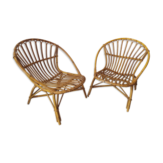 Pair of vintage rattan armchairs