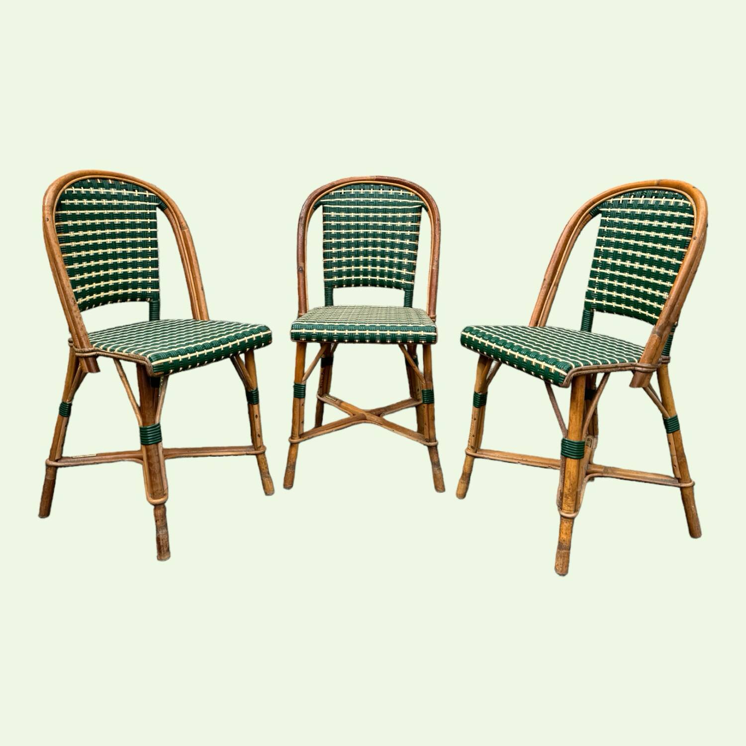 Set of 3 woven rattan bistro chairs Drucker SA