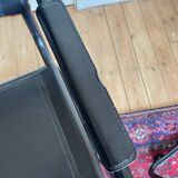 Pair of Cantilever armchairs in leather and black tubular - 1970s