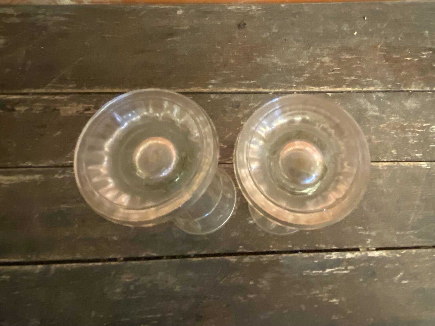 Pair of antique luminarc vases in moulded glass made in france vintage #d