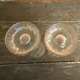 Pair of antique luminarc vases in moulded glass made in france vintage #d