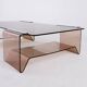 Table basse en plexi fumé et verre, Michel Dumas, France, 1970