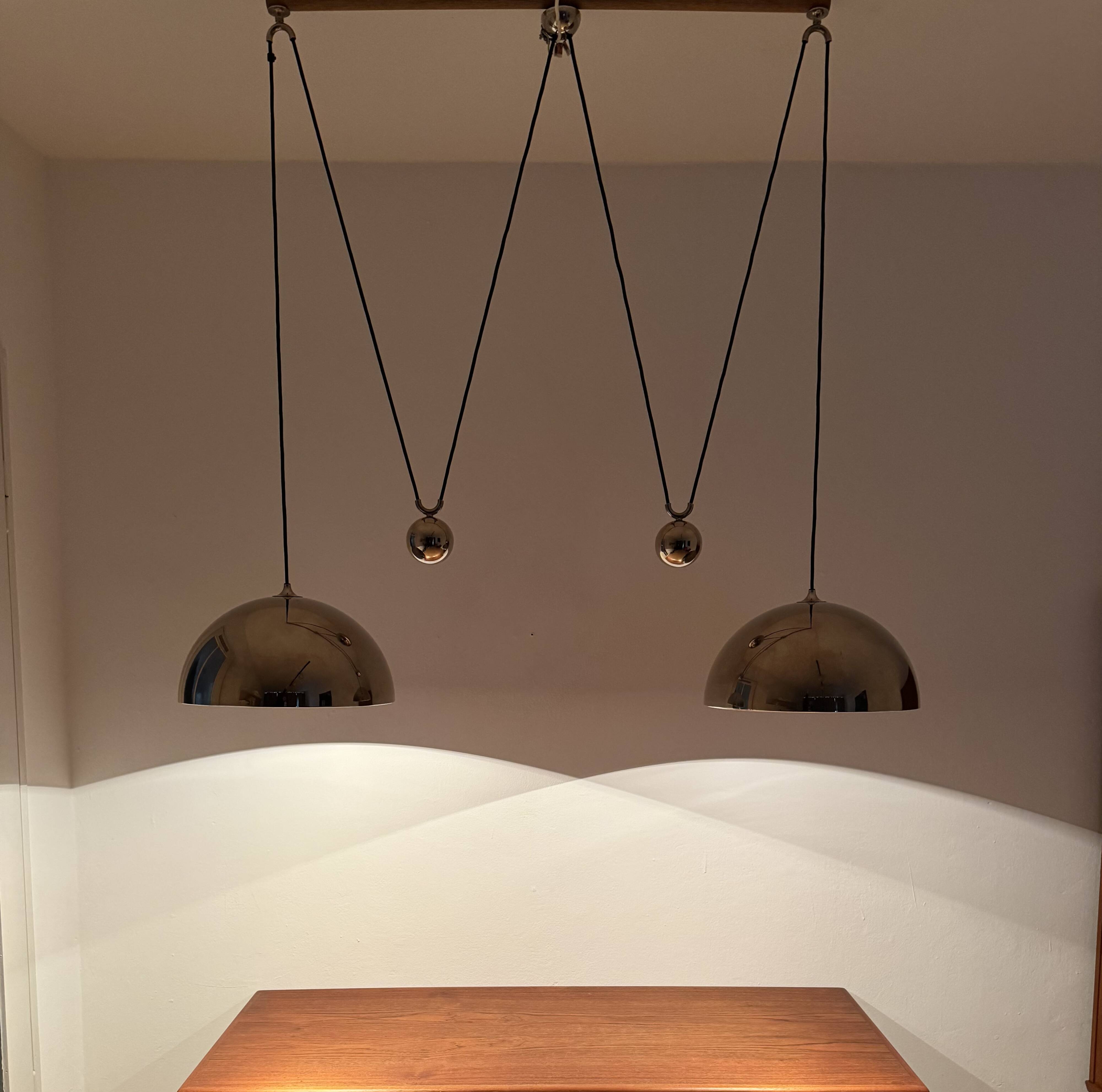 Adjustable Double Posa40 Nickel Plated Pendant Lamp by Florian Schulz