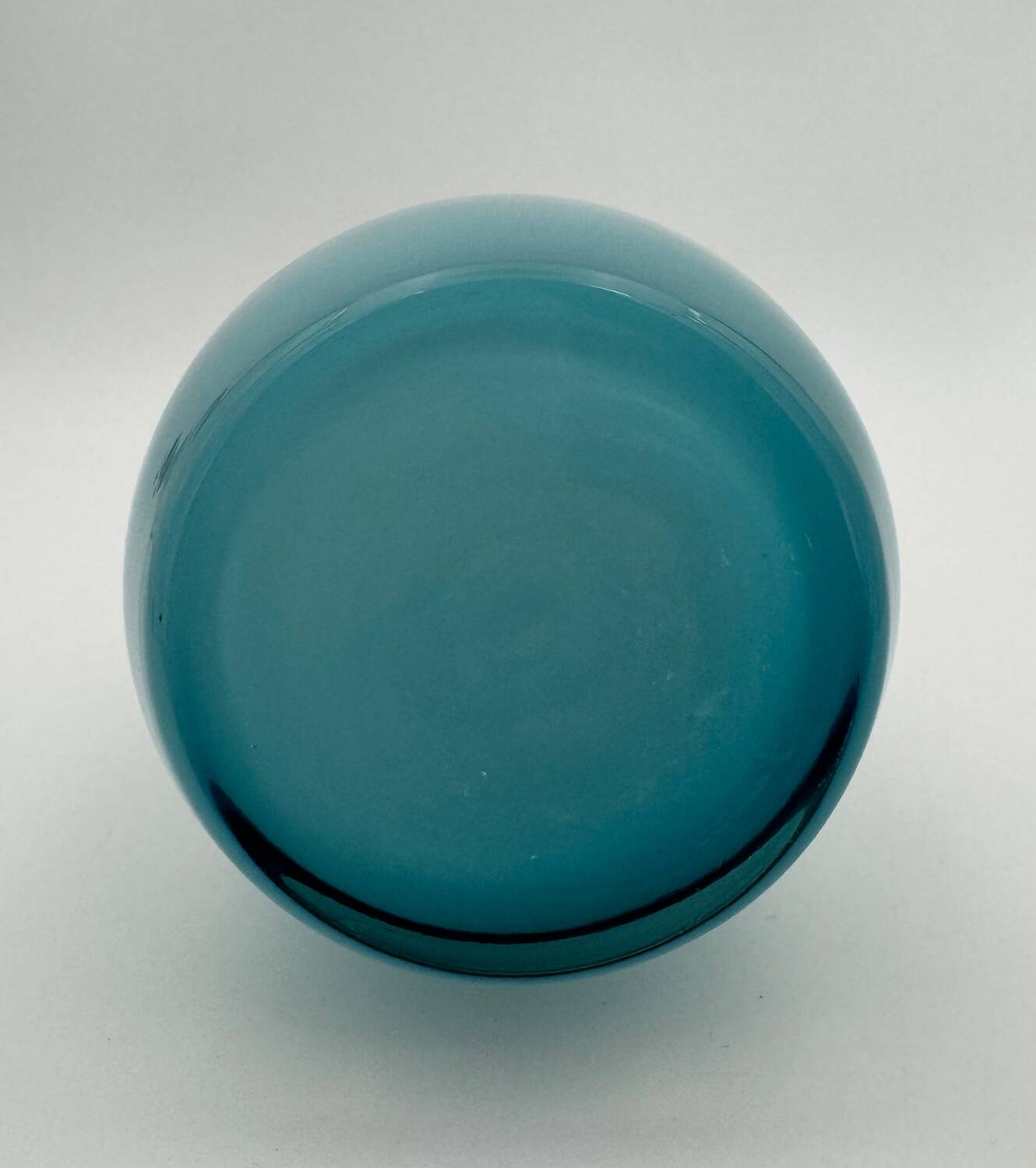 Blue lined glass bottle vase