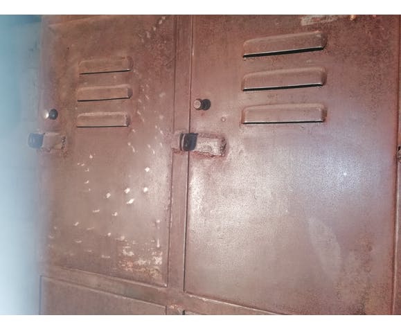 Furniture with metal lockers.