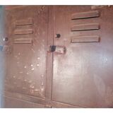 Furniture with metal lockers.