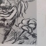 Reproduction of a charcoal drawing of a clown