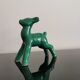 Vintage art deco green earthenware doe from the 60s
