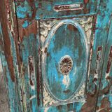 Old blue wooden cabinet with beautiful patina