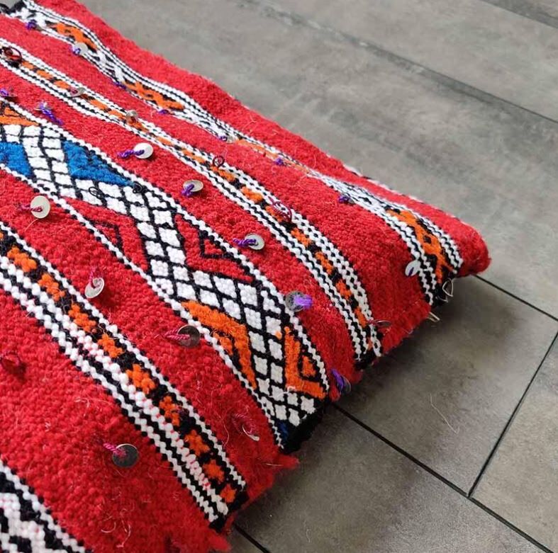 Red Moroccan kilim cushion