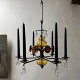 Art glass chandelier | Erik Höglund for Boda | Sweden | 1970s