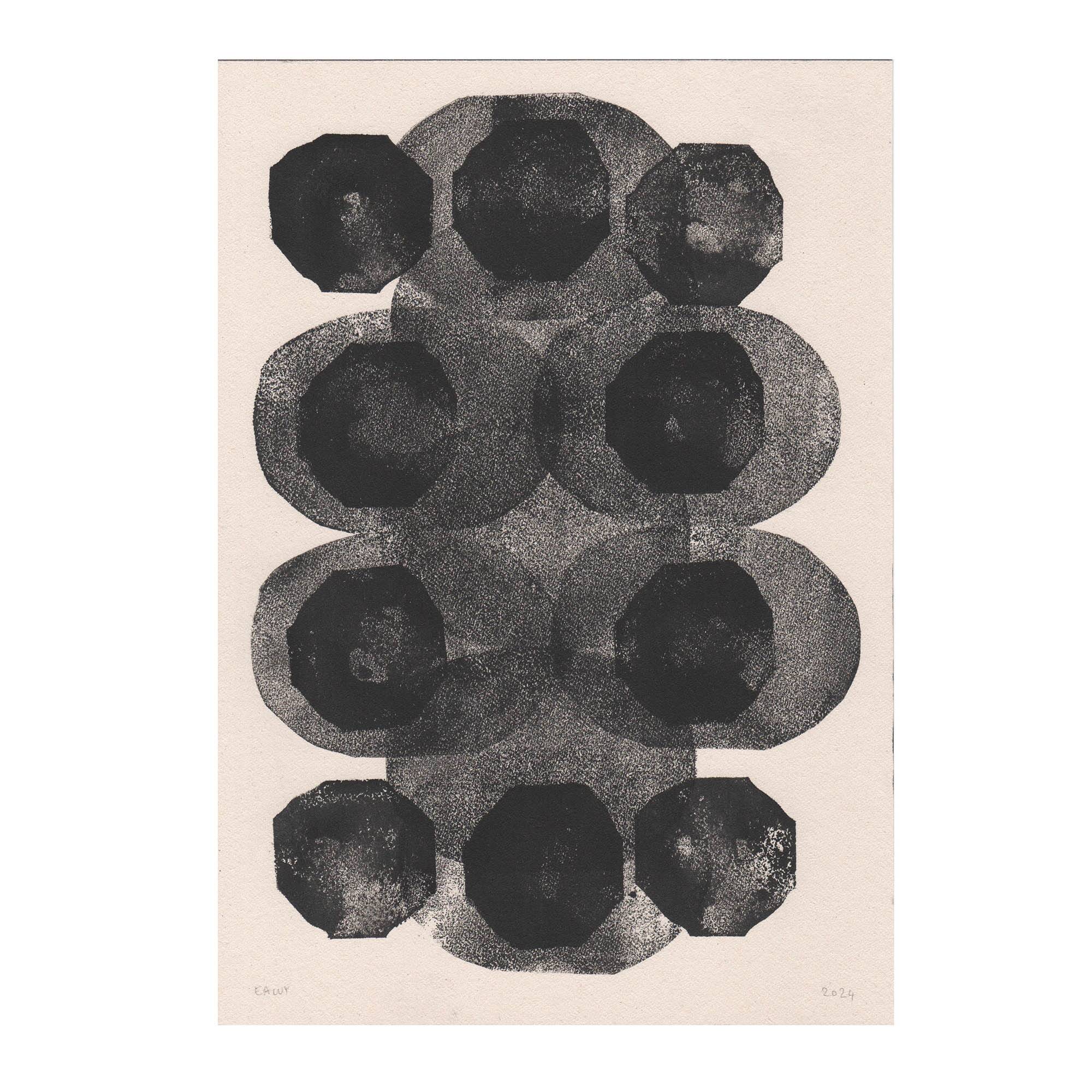 Collection of 4 paintings on paper - abstract paintings signed Eawy