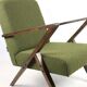 Vintage olive green boucle armchair, 1970s