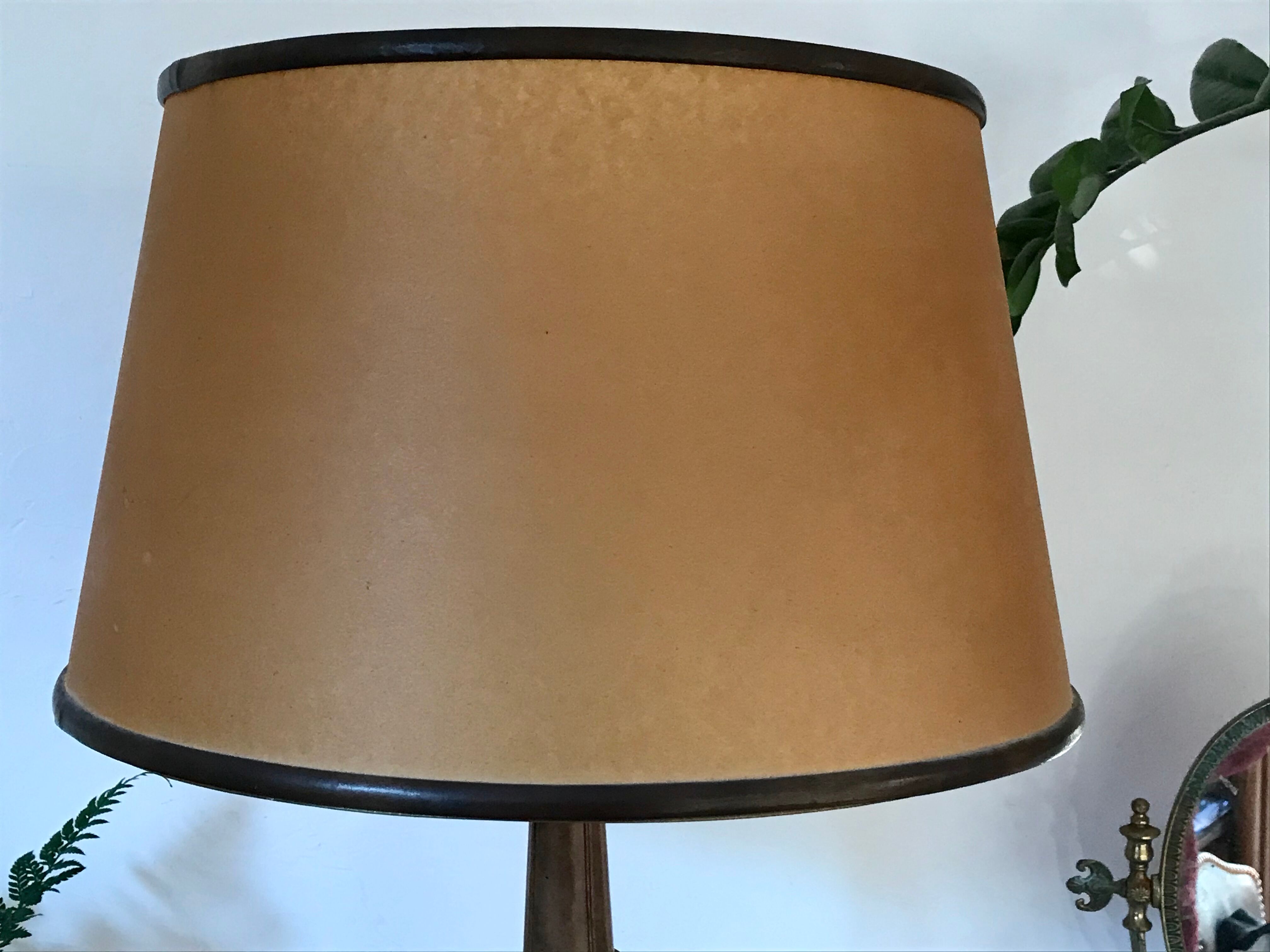 Vintage leather and brass lamp the Tanner