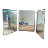 Barber mirror triptych entourage patinated chromed metal