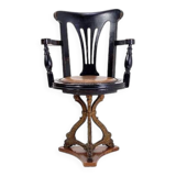Chaise de paquebot en chêne teinté noir du 19e siècle