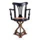 Chaise de paquebot en chêne teinté noir du 19e siècle