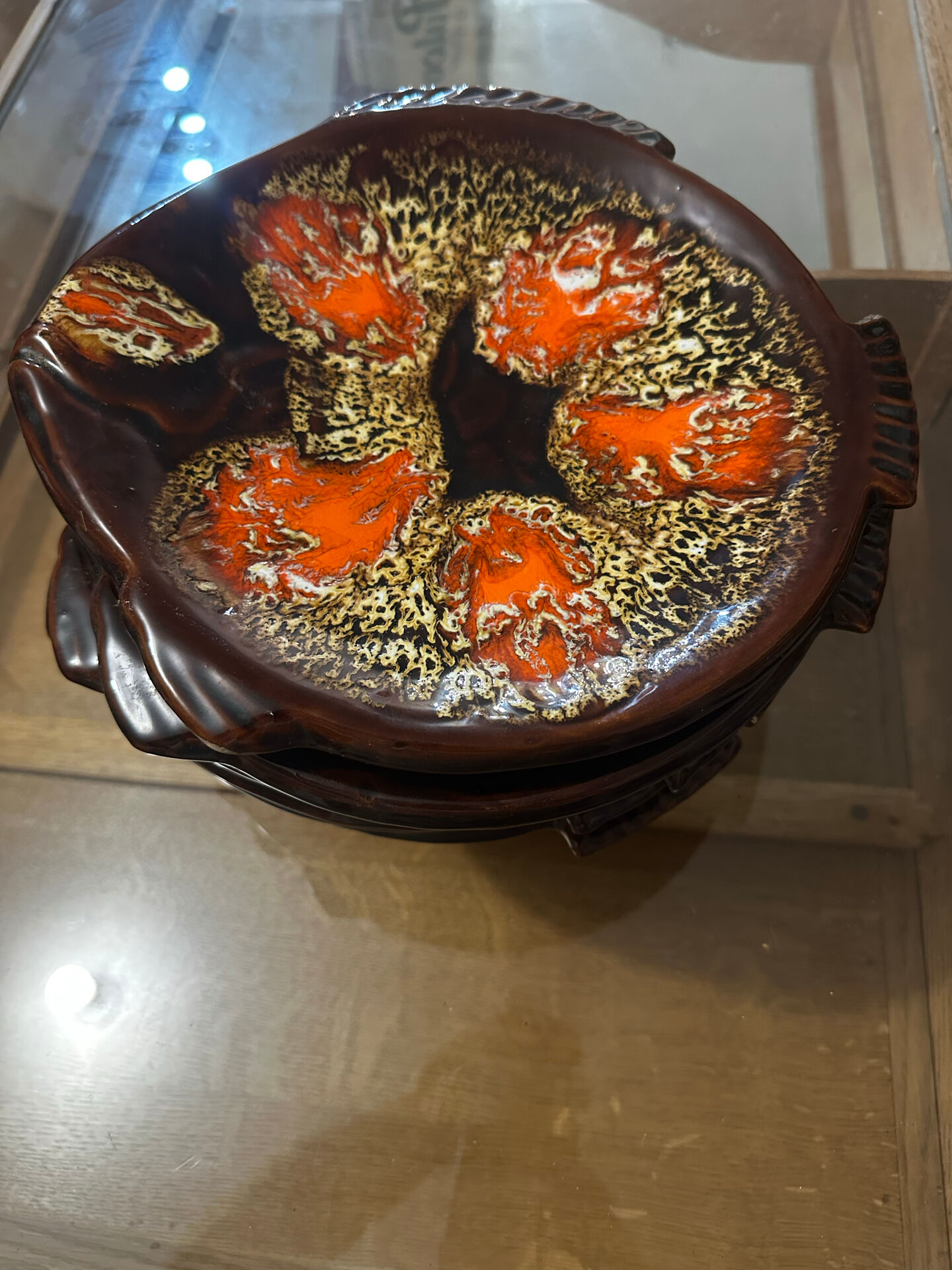 6 vintage fish plates signed Marius Giuge - Vallauris
