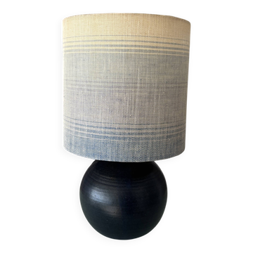 Vintage Mid-Century Studio Pottery Table Lamp – Signed JM – Blue Stoneware