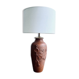 Terracotta lamp, new fabric cable, cotton lampshade.