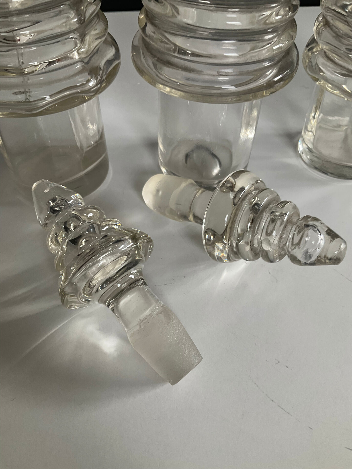 Set of 3 Art Deco crystal bottles