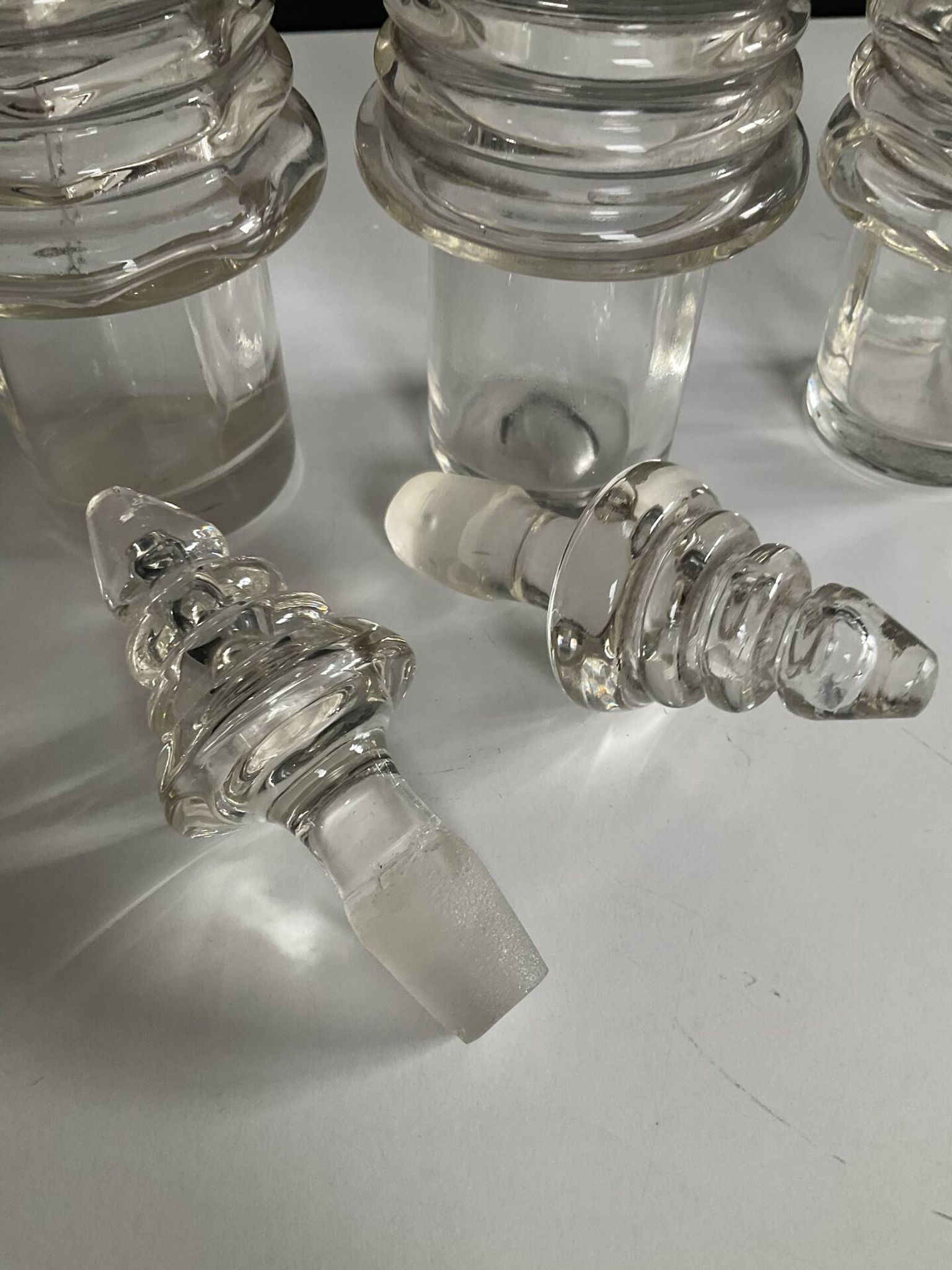 Set of 3 Art Deco crystal bottles