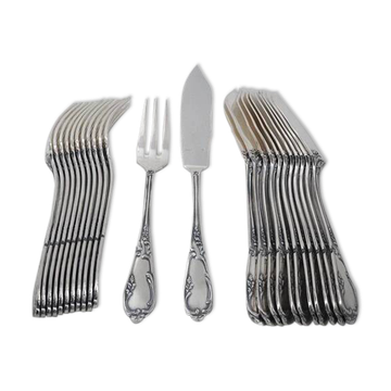 SFAM Chambly Bien Aimée, 12 silver-plated fish cutlery sets, 24 pieces.