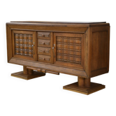 Brutalist sideboard in the style of Charles Dudouyt in oak, 1950s.