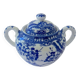 Covered sweetener with two handles in Japanese porcelain with blue camaïeu decoration