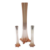 3 anciens vase tour eiffel en verre rose
