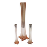 3 antique pink glass eiffel tower vases