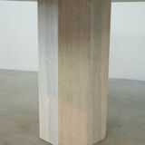 Round Belgian travertine dining table