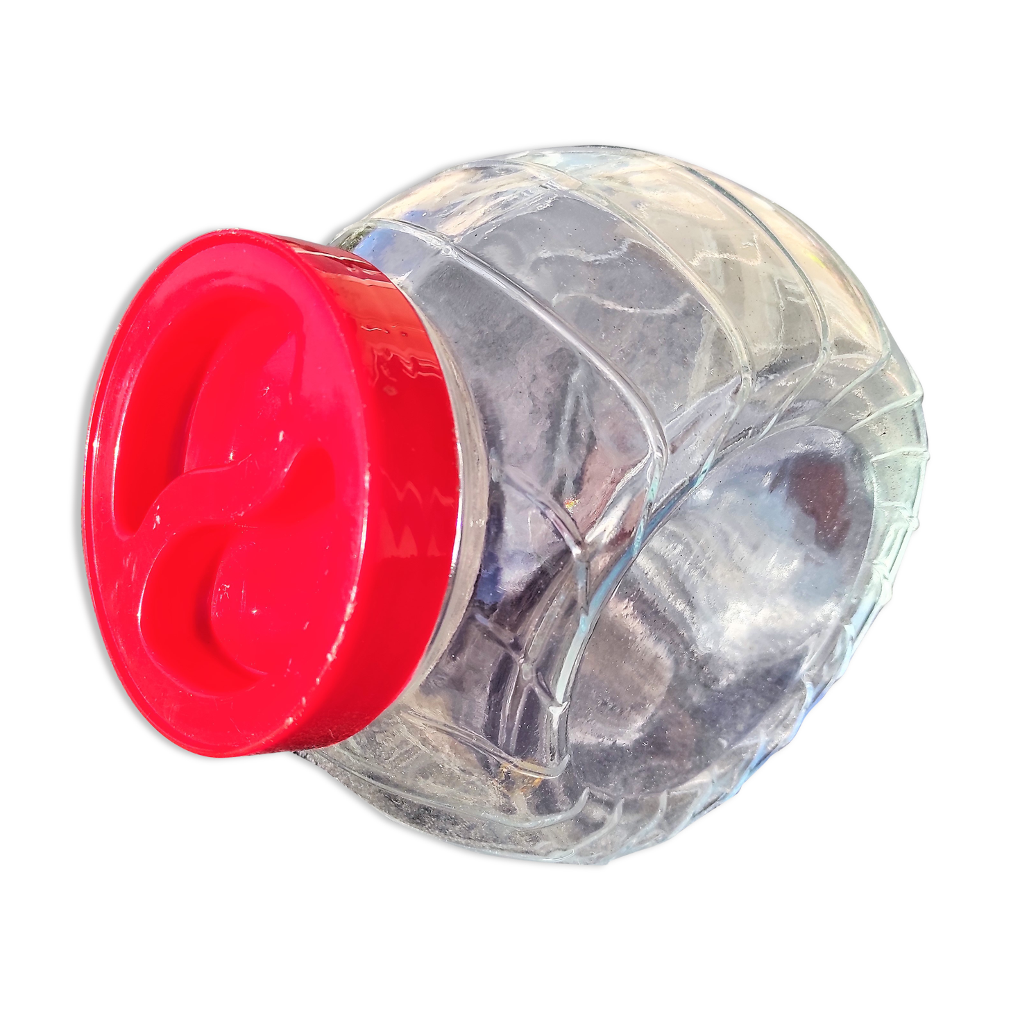 Bocal à bonbon ancien en verre vintage made italy de co.vetro spa inclinable
