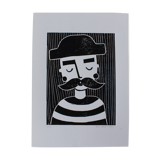 Mr Moustache Lino Print