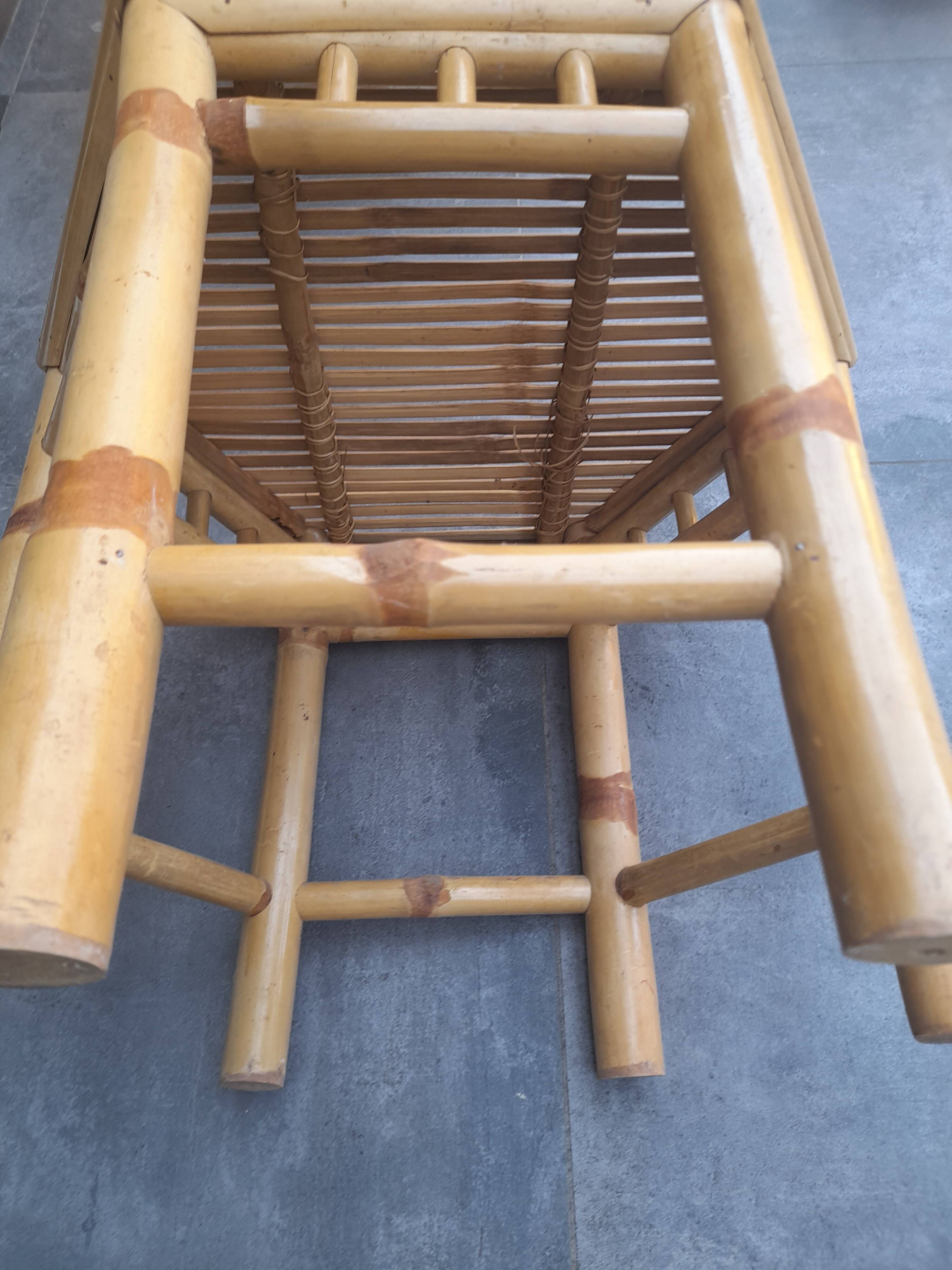 Ensemble de 3 tables gigognes vintage en bambou 70's