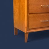 Vintage chest of drawers with oak compass legs, 1950s