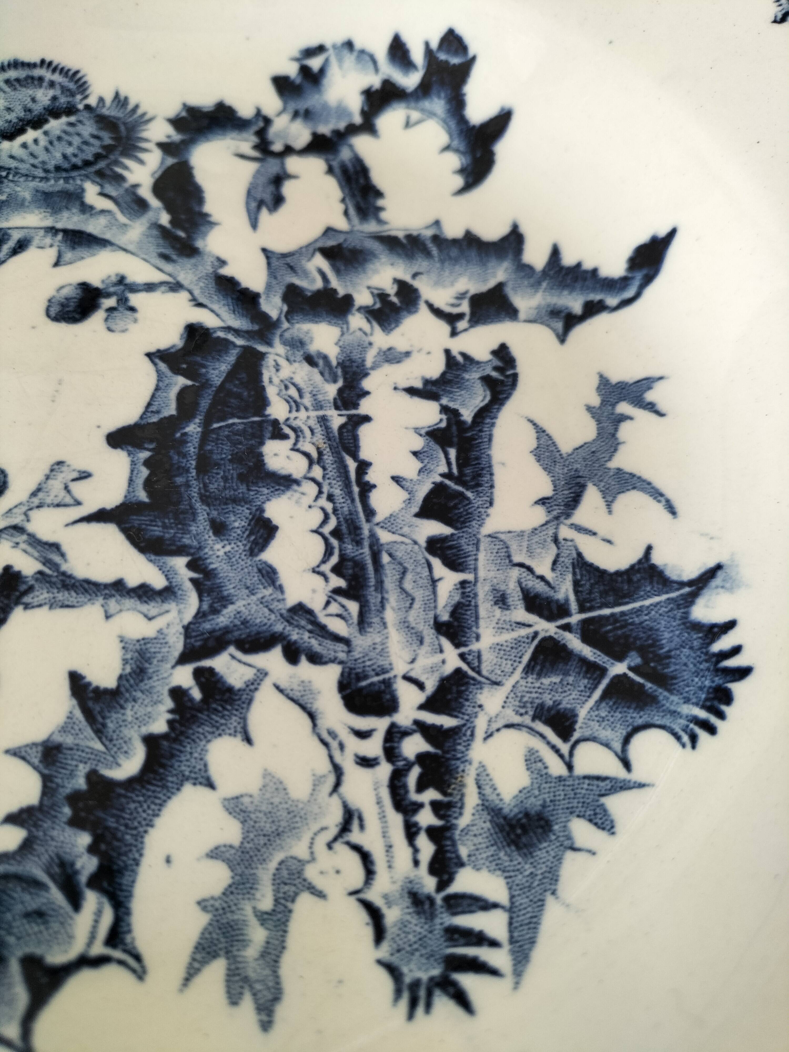 Trio of Gien soup plates – Chardon model in navy blue