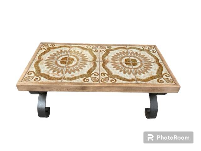 Ceramic and wrought iron coffee table